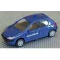 Miniature Peugeot 206 Gendarmerie, avec gyrophare et phares 