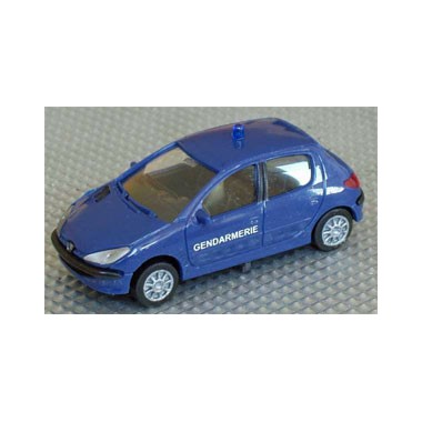 Miniature Peugeot 206 Gendarmerie, avec gyrophare et phares 